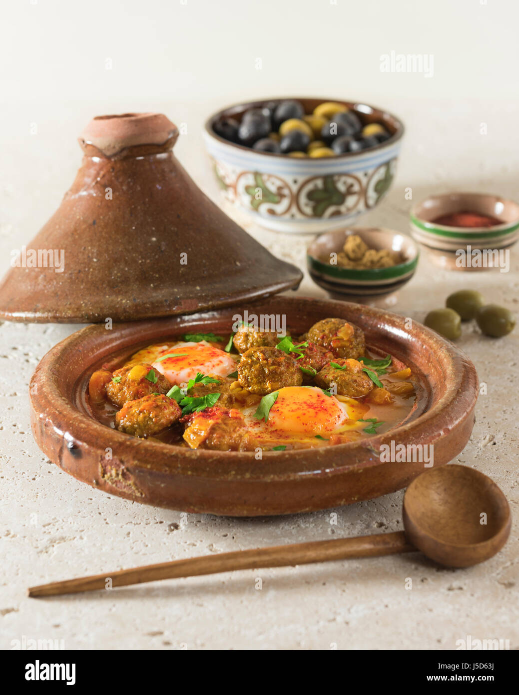 Kefta tagine. Spicy meatballs with eggs. Morocco Food Stock Photo Alamy
