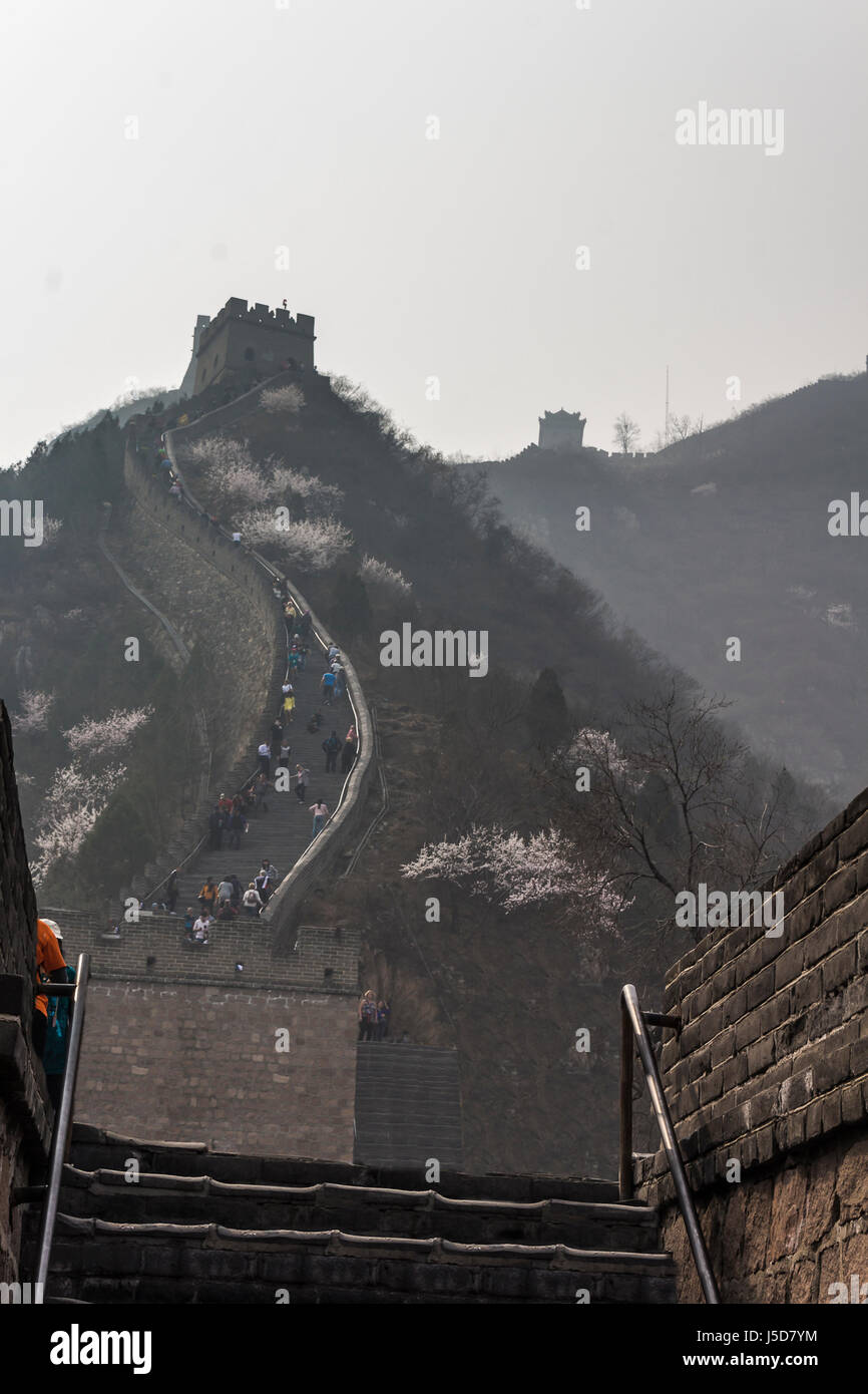 BEIJING, CHINA- CIRCA MARCH 2014:-The great wall stretches for over 4000km separating the China from Mongolia. Stock Photo