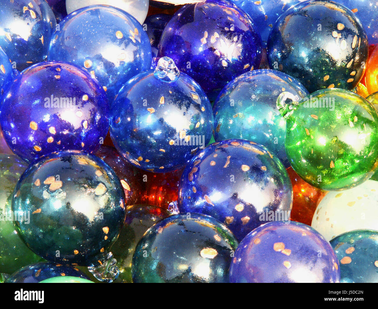 blue coloured colourful gorgeous multifarious richly coloured glass ball Stock Photo