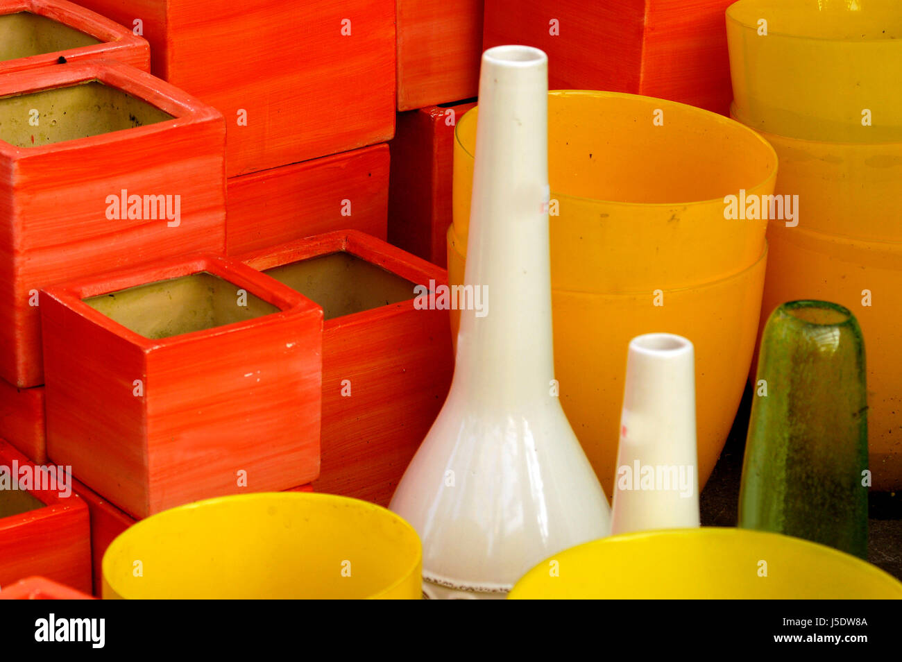 planters in all colors and shapes Stock Photo