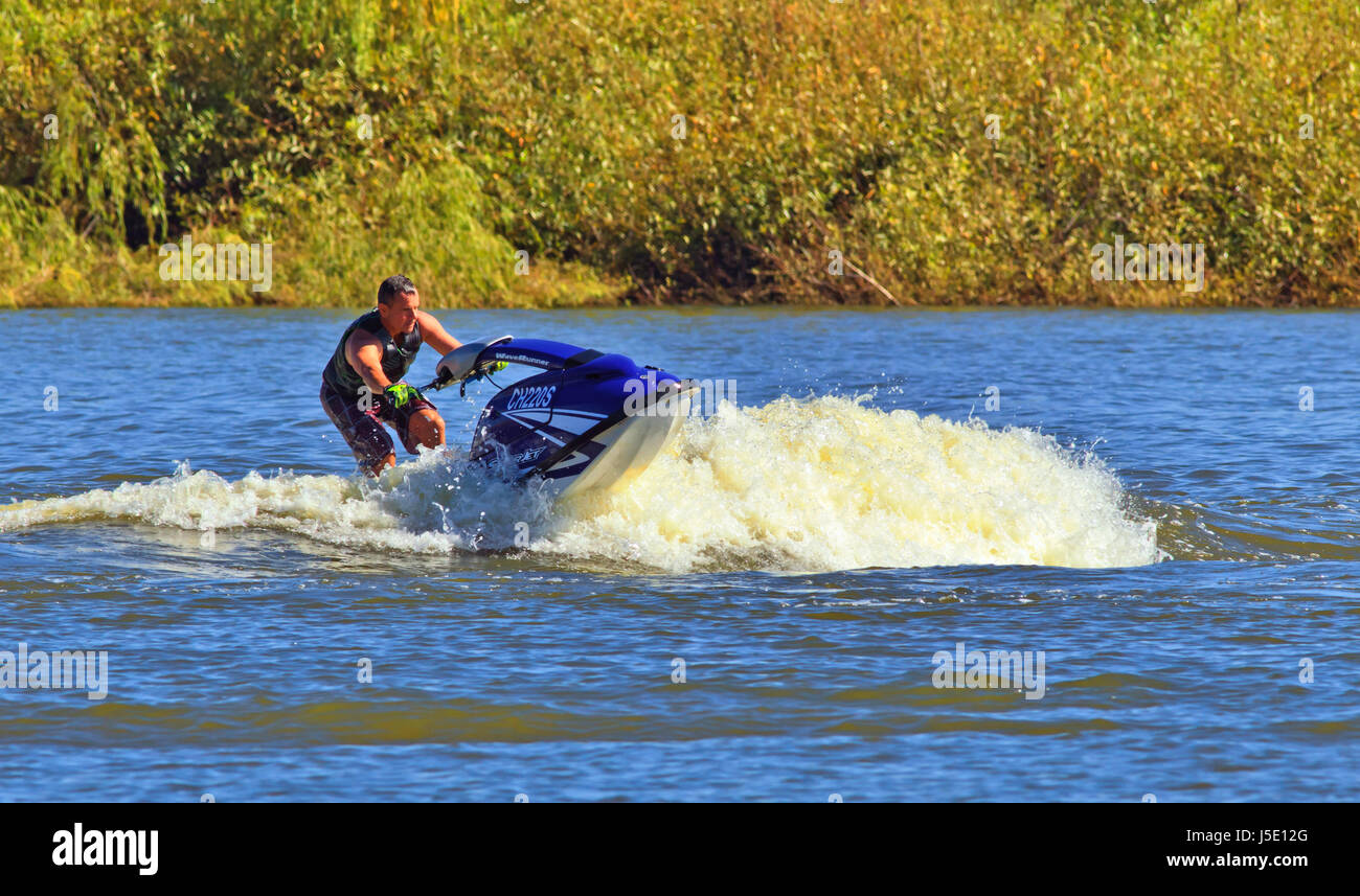 Jet ski river murray aerial jump wake spray airborne murray hires
