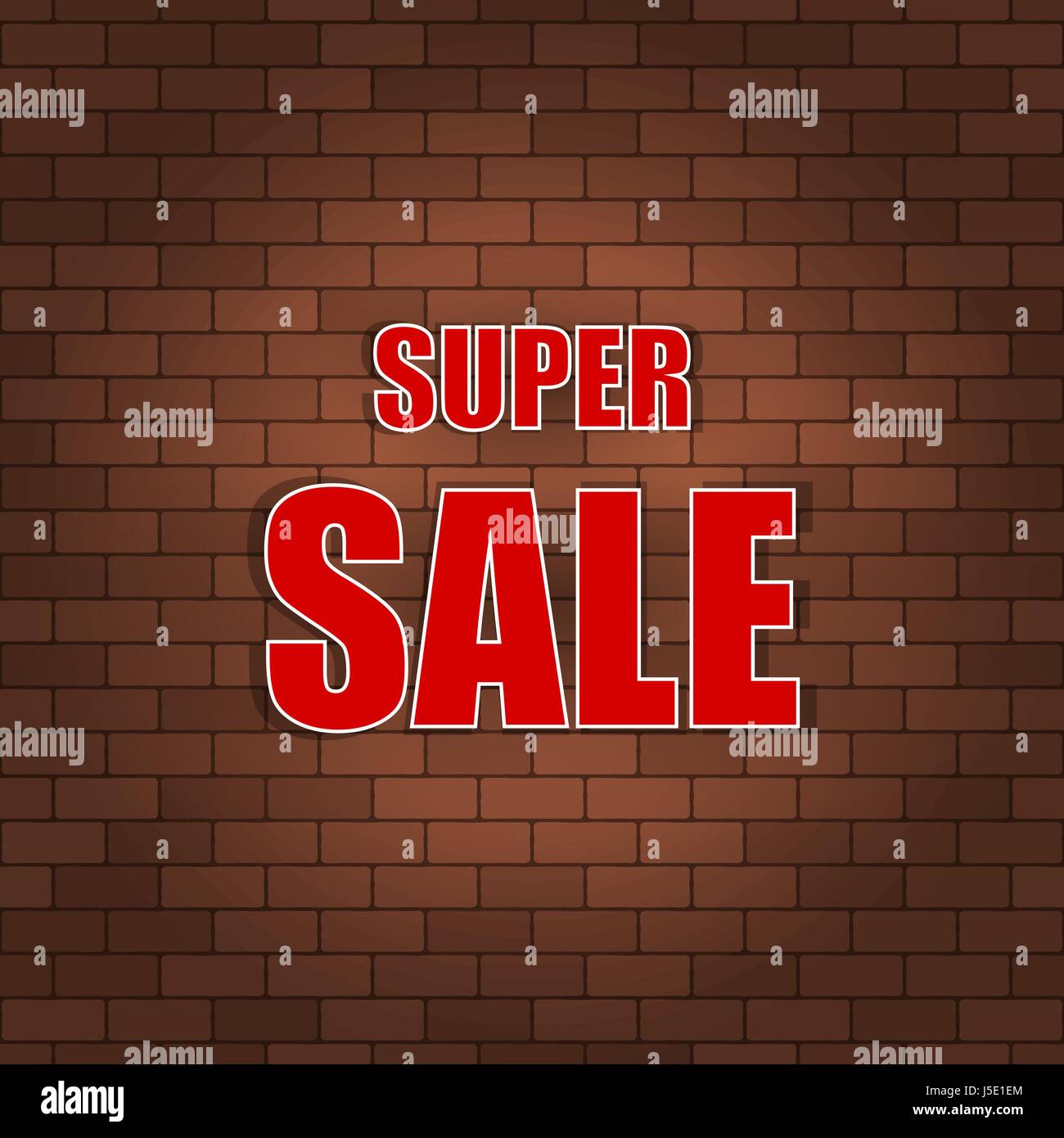 Super sale banner on a brick wall. Vector illustration Stock Vector