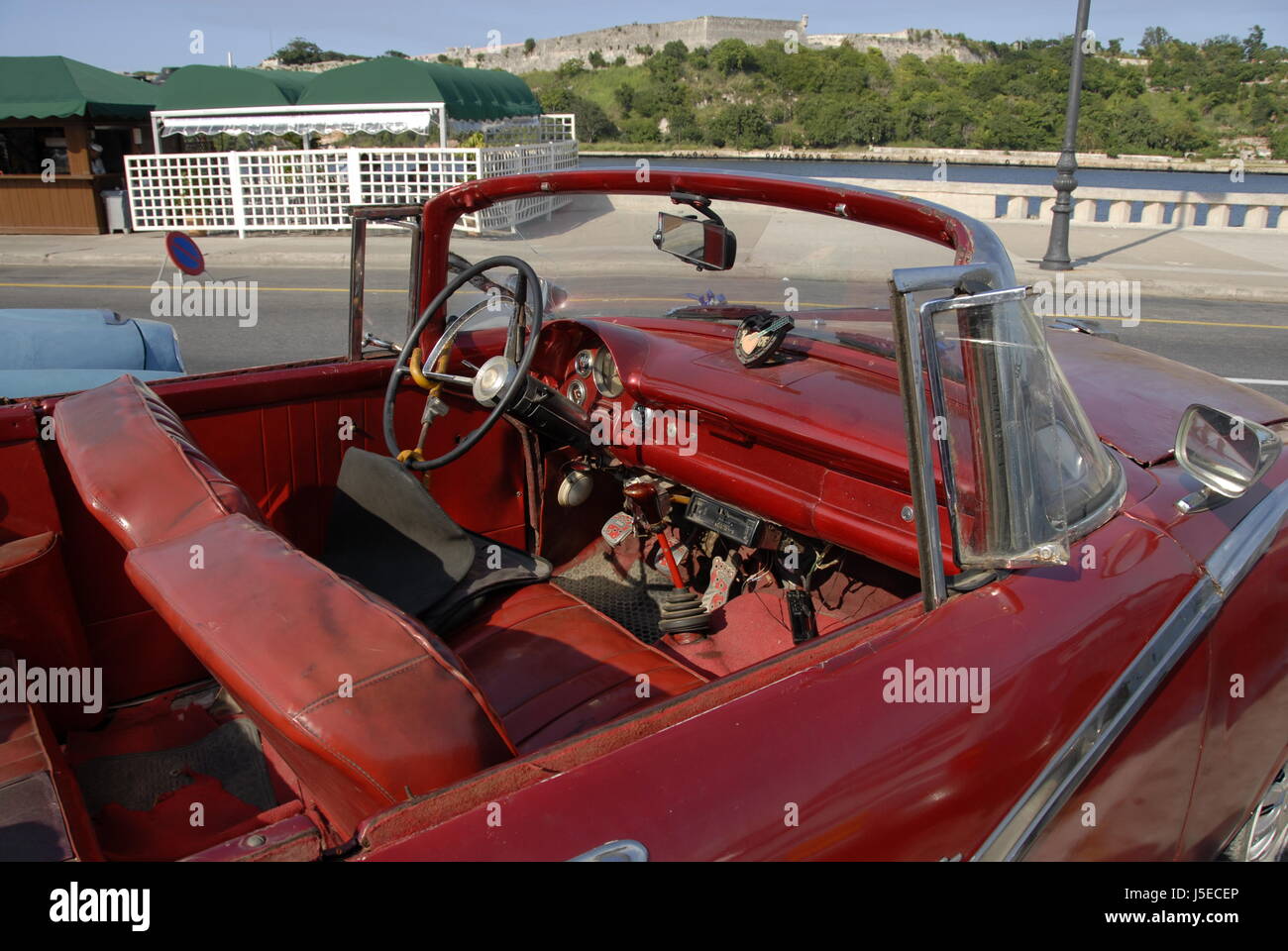 Vintage Car With Steering Lock Stock Photo Alamy