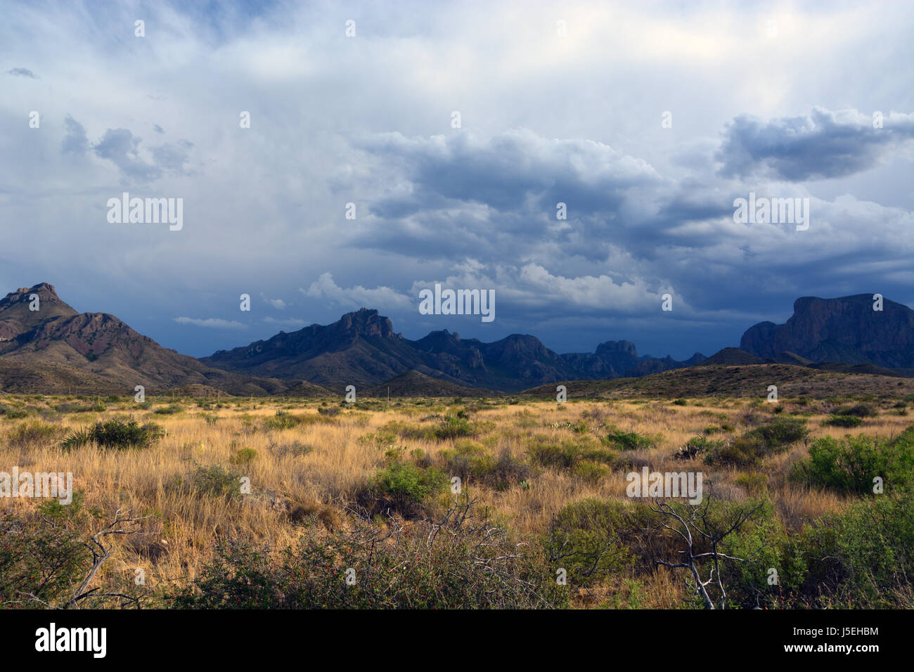 Storm clouds form over the Chisos Mountains in Big Bend National Park ...