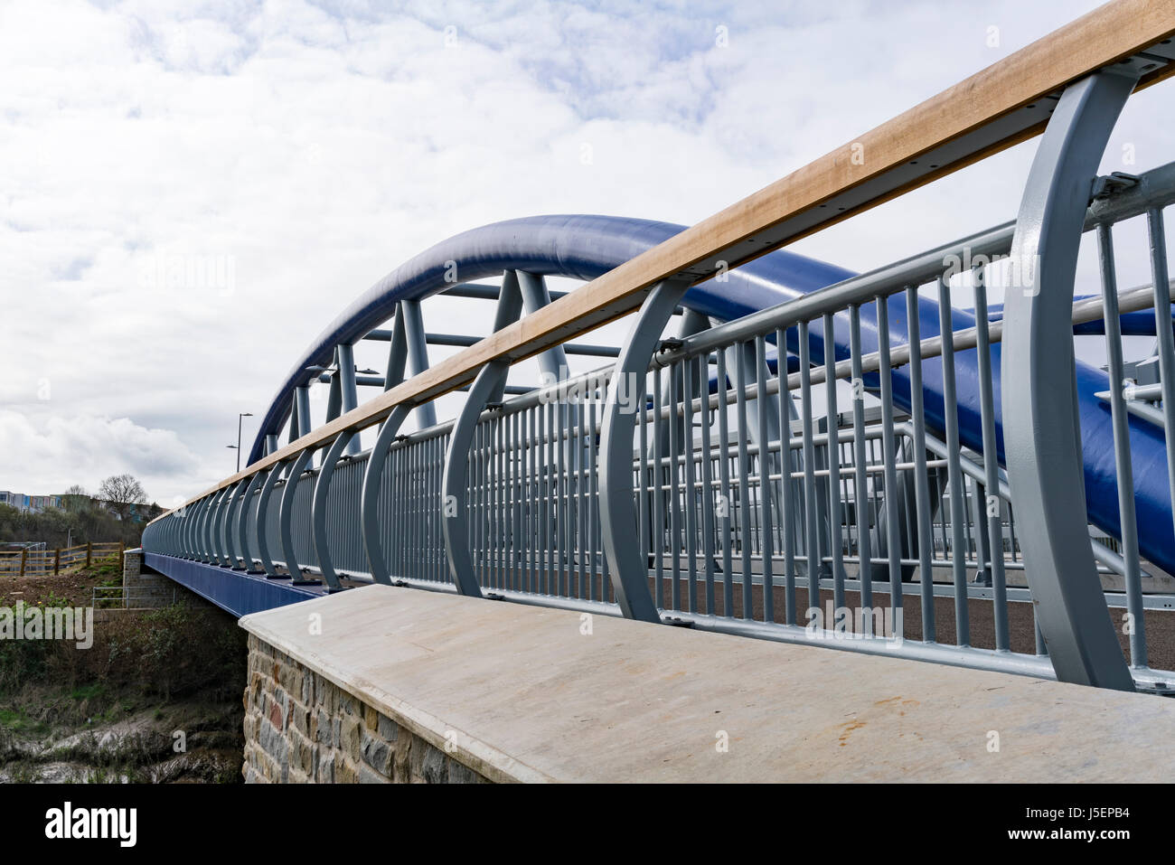 The 63 metre long, 18 metre wide bridge to Arena Island, close to