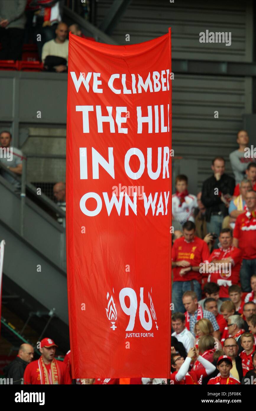 LIVERPOOL BANNER FOR THE 96 LIVERPOOL V LIVERPOOL V SOUTHAMPTON ANFIELD LIVERPOOL ENGLAND 21 September 2013 Stock Photo