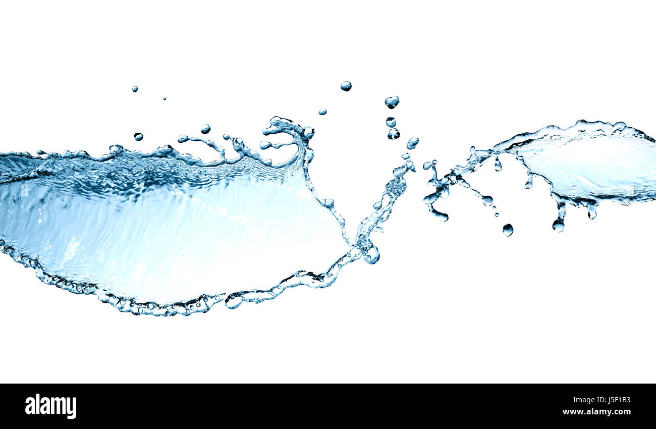 Abstract blue splashing water wave on white background Stock Photo - Alamy