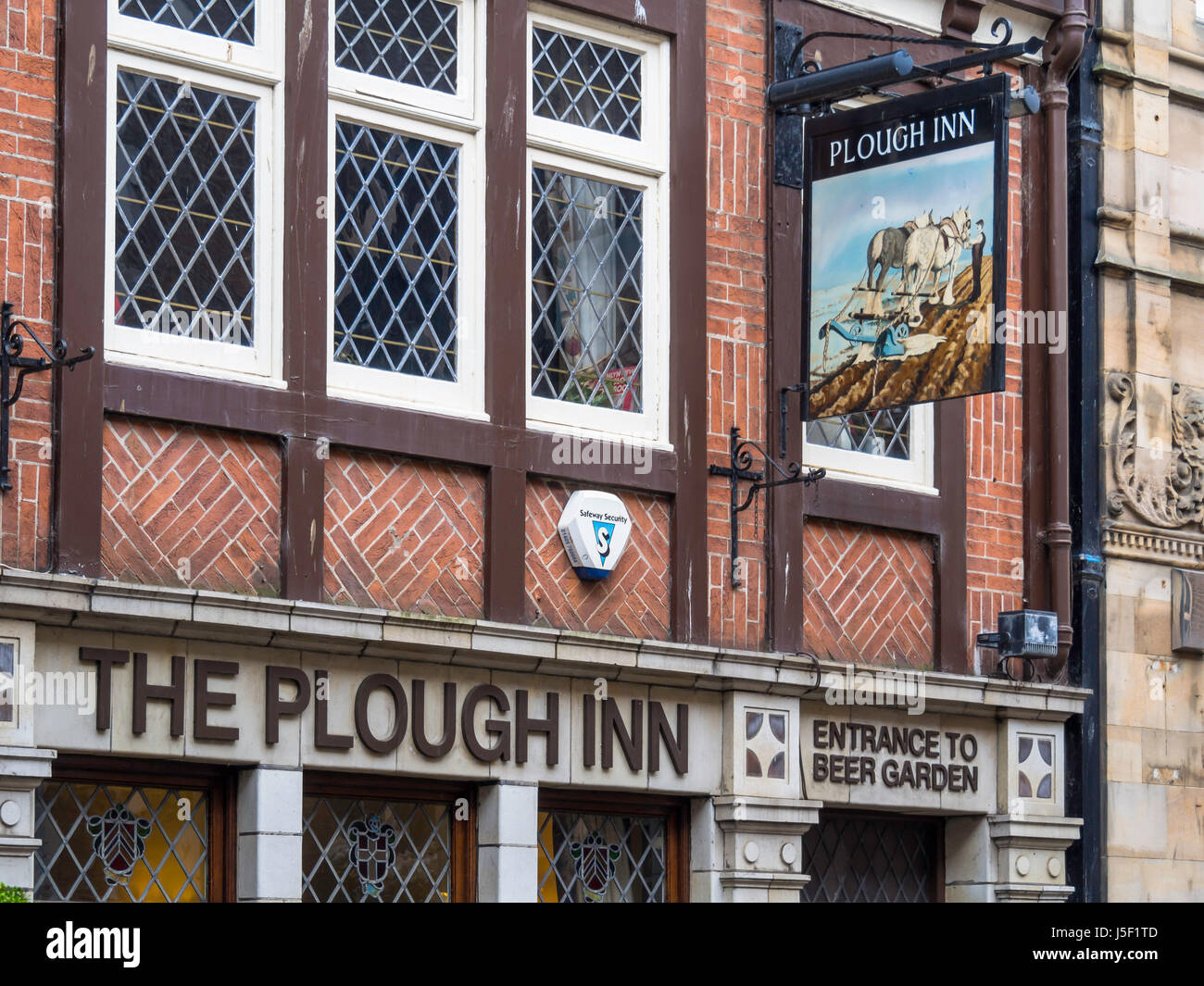 Pub sign of the PLOUGH INN Baxtergate Whitby North Yorkshire England Stock Photo