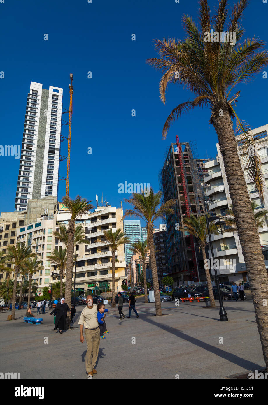 Luxury residential buildings in the corniche, Beirut Governorate, Beirut, Lebanon Stock Photo