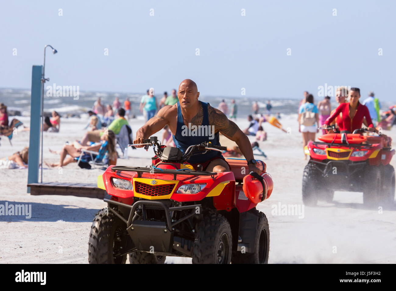 RELEASE DATE: May 26, 2017 TITLE: Baywatch STUDIO: Paramount Pictures DIRECTOR: Seth Gordon PLOT: Two unlikely prospective lifeguards vie for jobs alongside the buff bodies who patrol a beach in California STARRING: Dwayne Johnson. (Credit: Paramount Pictures/Entertainment Pictures Stock Photo