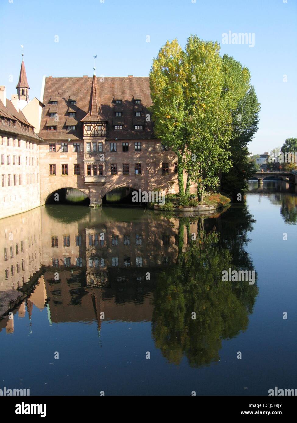 House Building Bridge Mirroring Nuremberg City German Federal