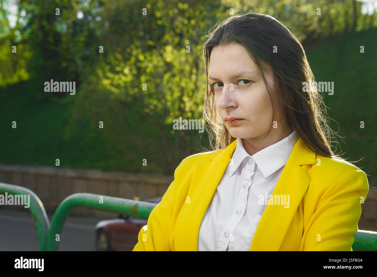 Young attractive woman in a bad mood Stock Photo