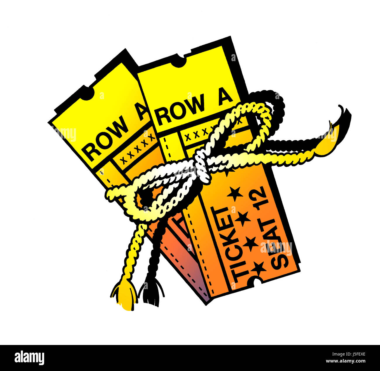 Two tickets tied up with string Stock Photo Alamy