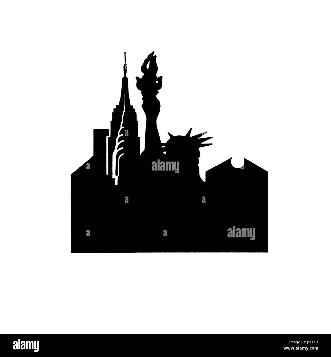 Silhouette of New York city international landmarks Stock Photo