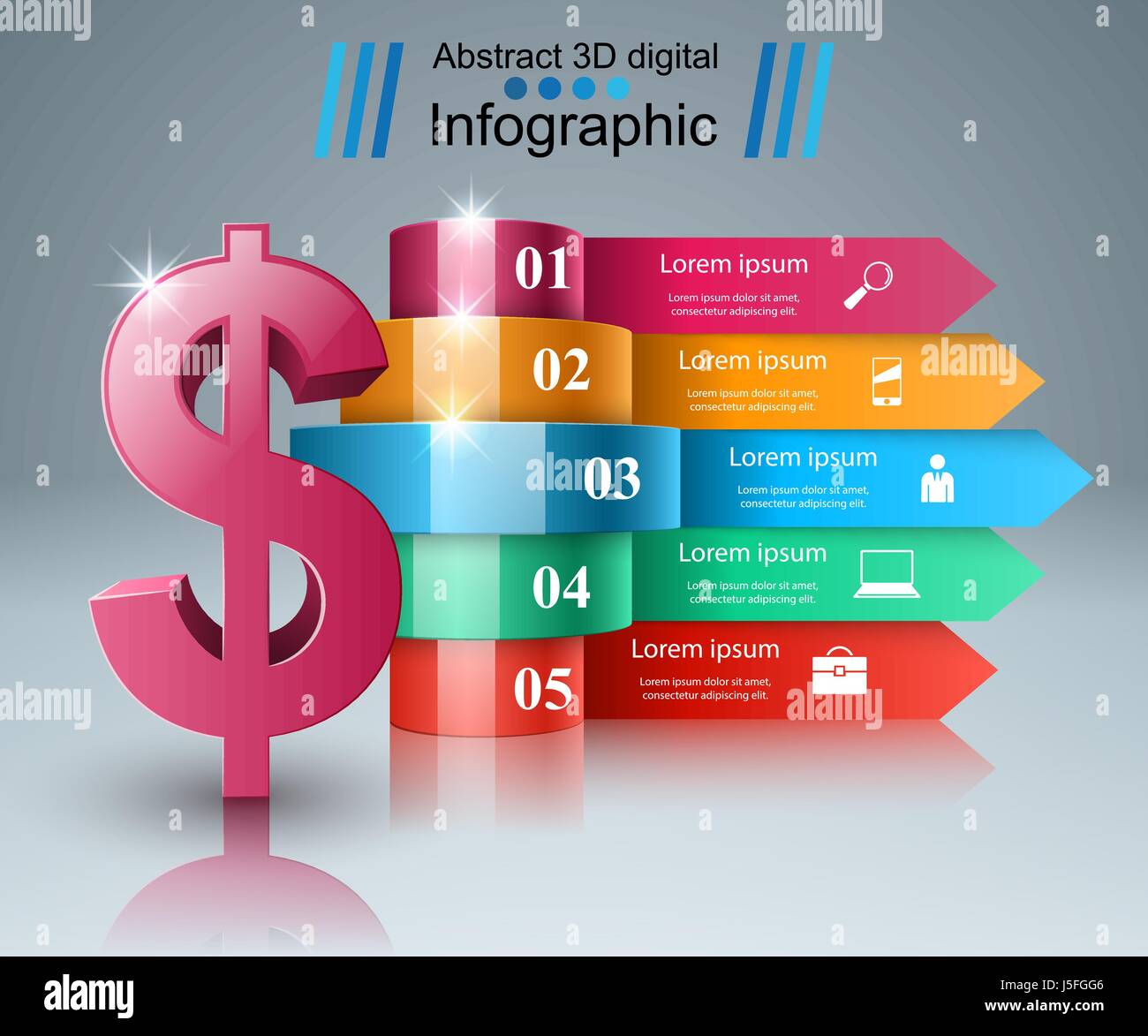 3D infographic design. Dollar icon Stock Vector Image & Art - Alamy