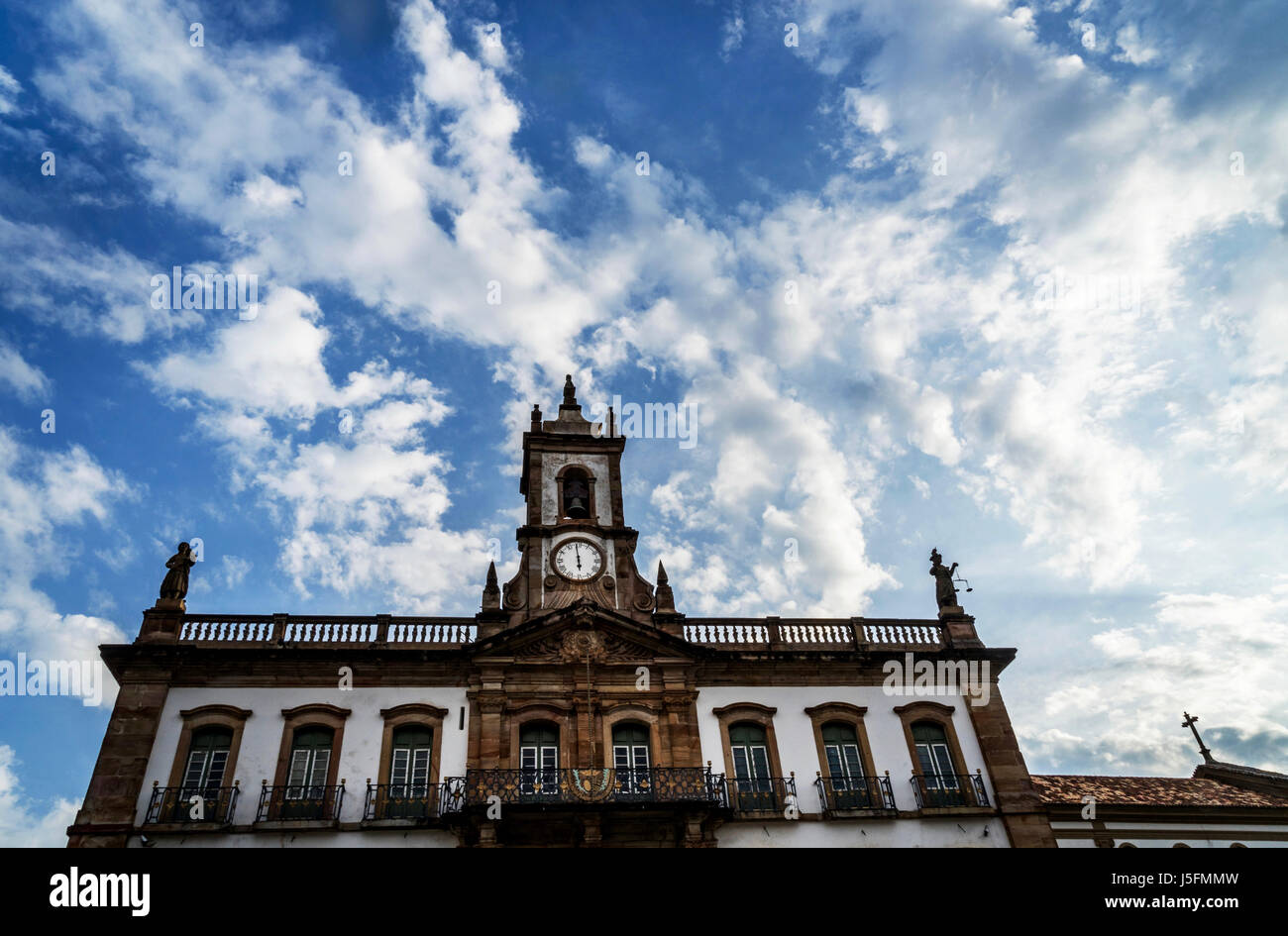 Against the light: Town hall in Ouro Preto, a historic colonial city (Unesco World Heritage Site), Minas Gerais, Brazil Stock Photo