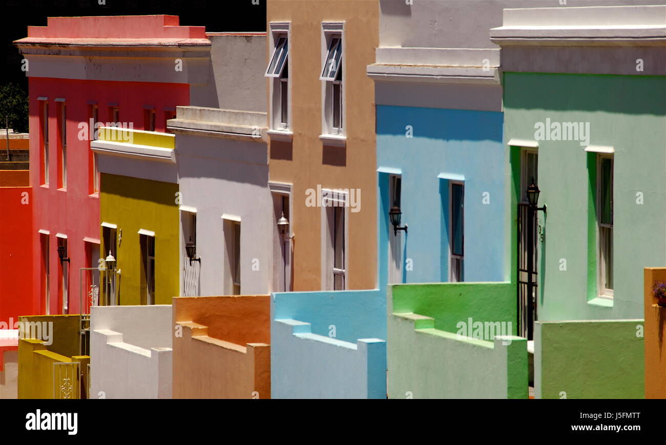 houses africa south africa cape town farbige fassaden kaphollndischer stil Stock Photo