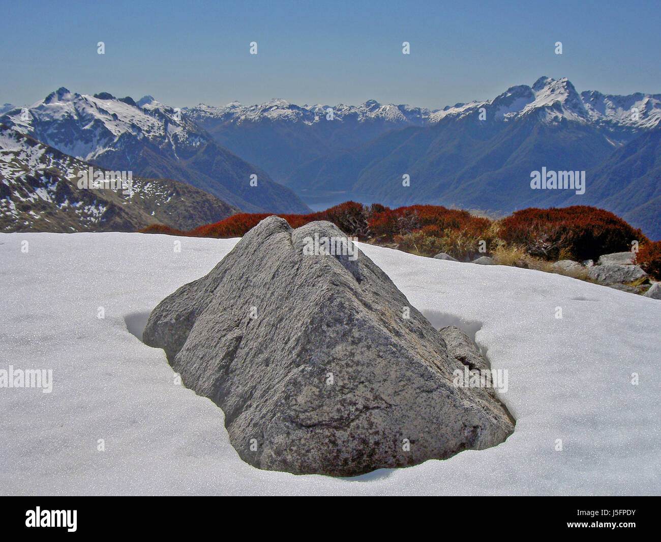 mountains national park rock spring new zealand melting of snow oceania snow Stock Photo
