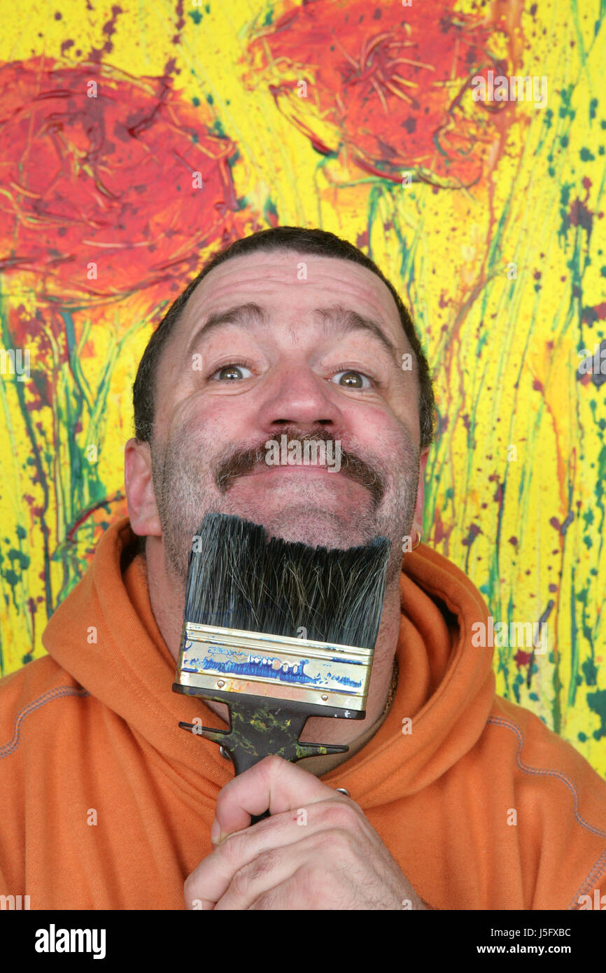 the painter with his brushes Stock Photo - Alamy