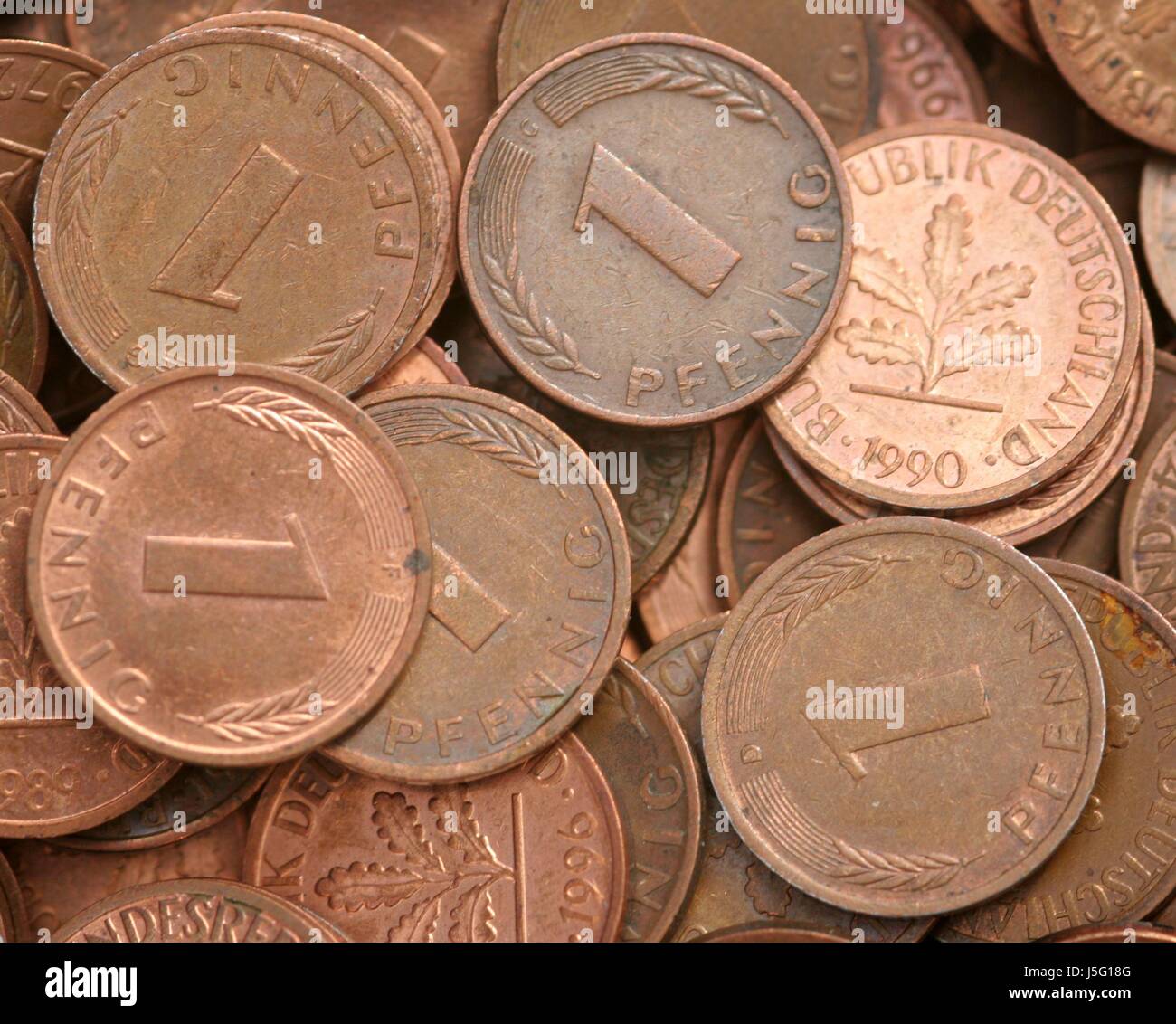 story currency coin copper one pfennig worn oldfashioned outdated