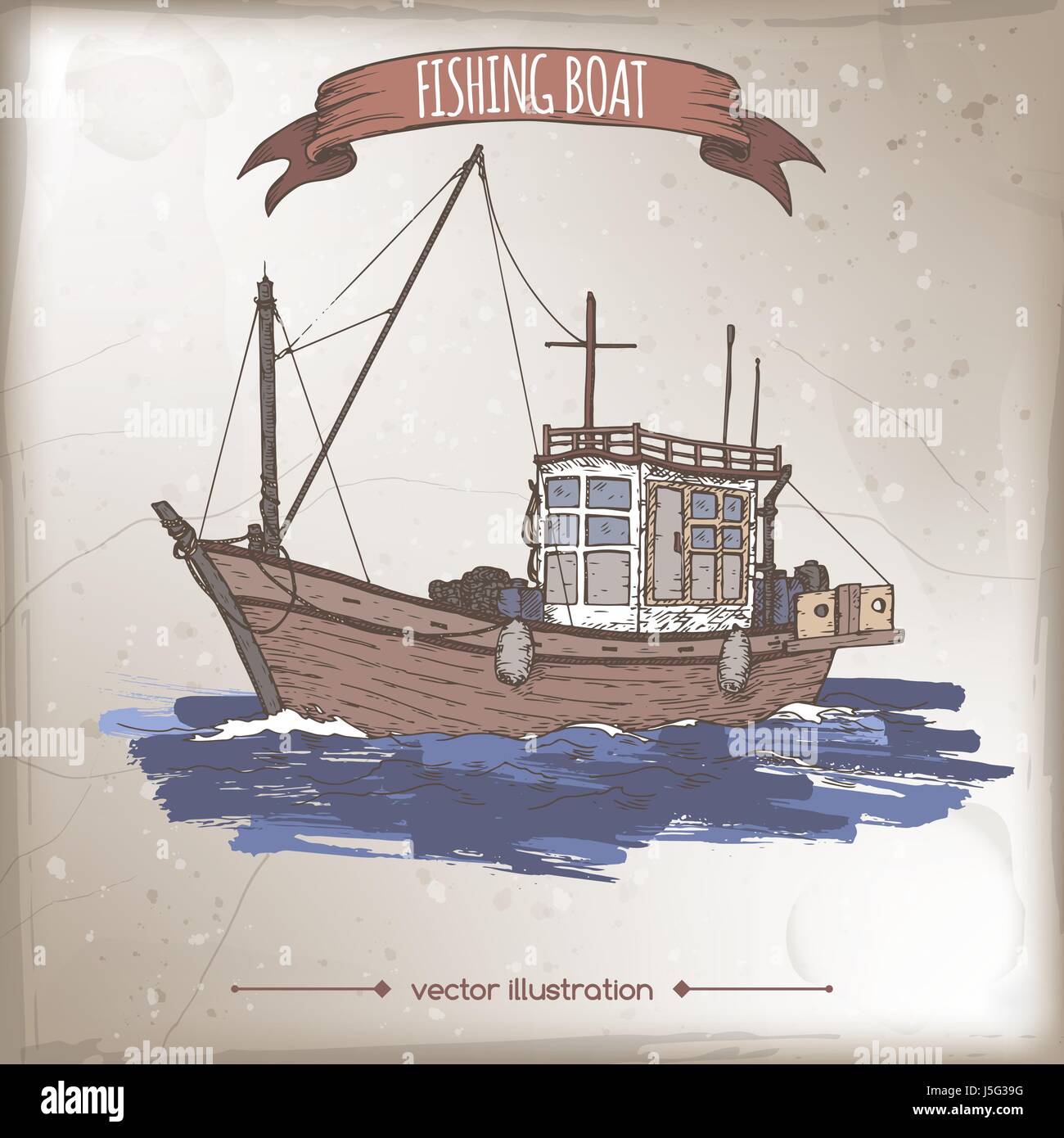 fishing boat drawing color