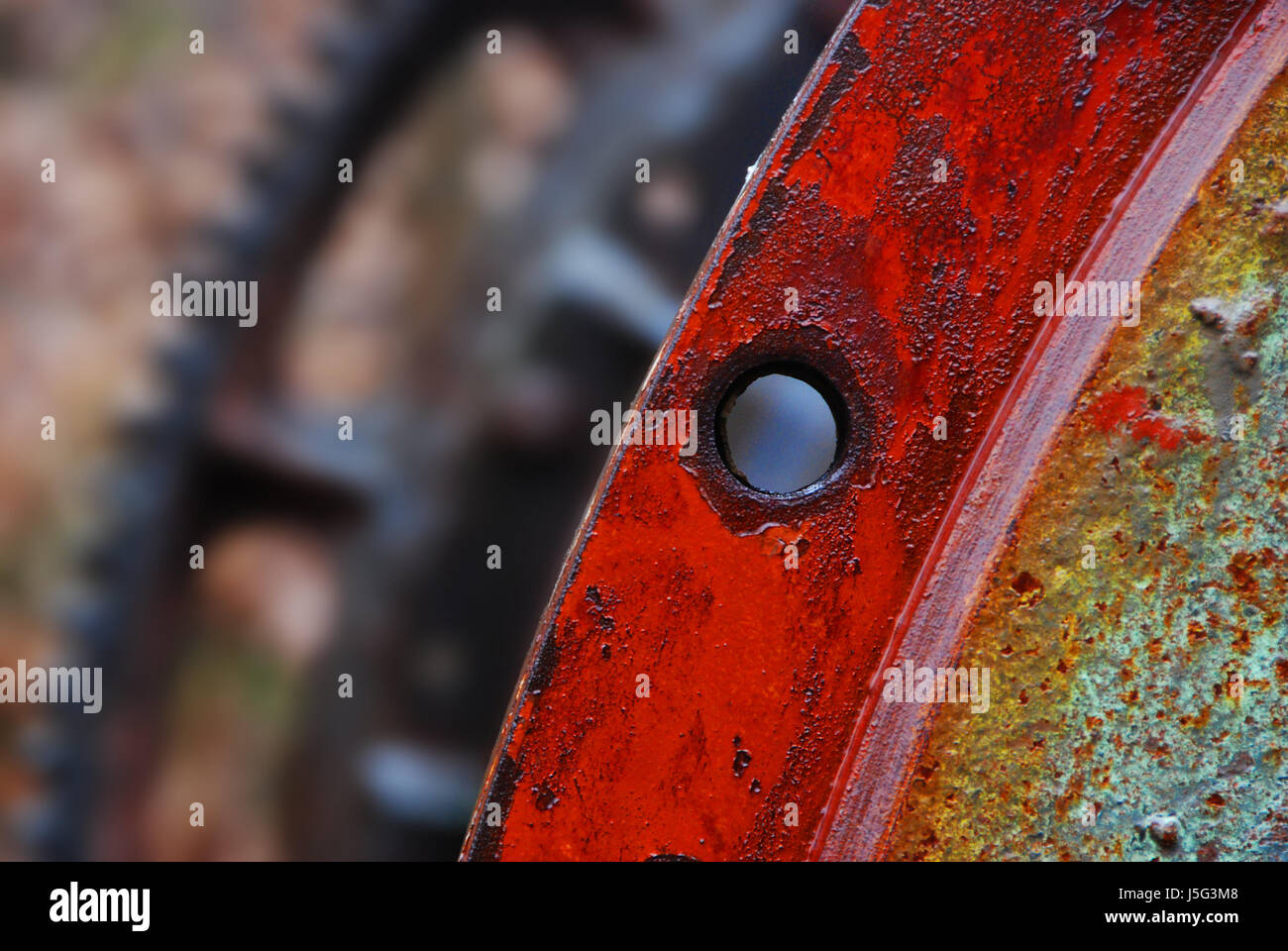 art colour engineering engine drive motor green arc wheel cogwheel rust circle Stock Photo
