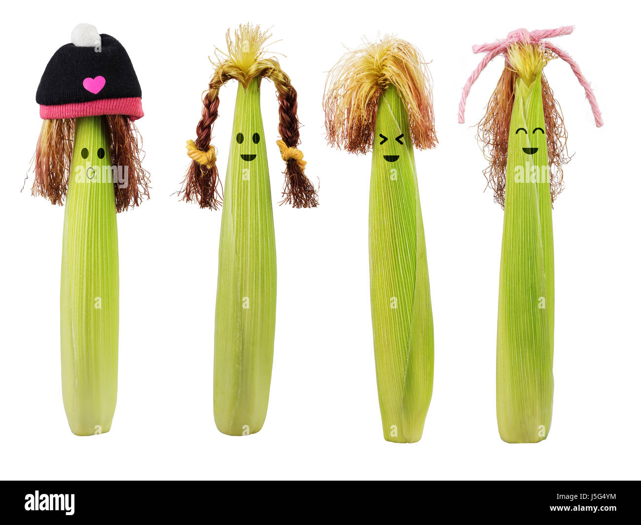 Decorated baby corns with clipping path Stock Photo