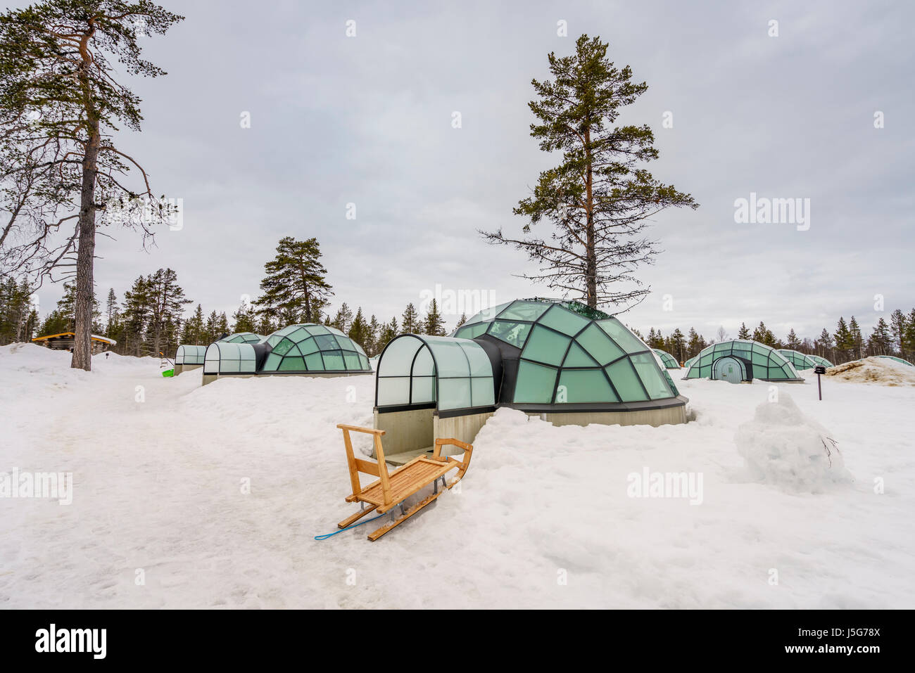 Glass Igloo, Kakslauttanen Hotel, Lapland, Finland Stock Photo