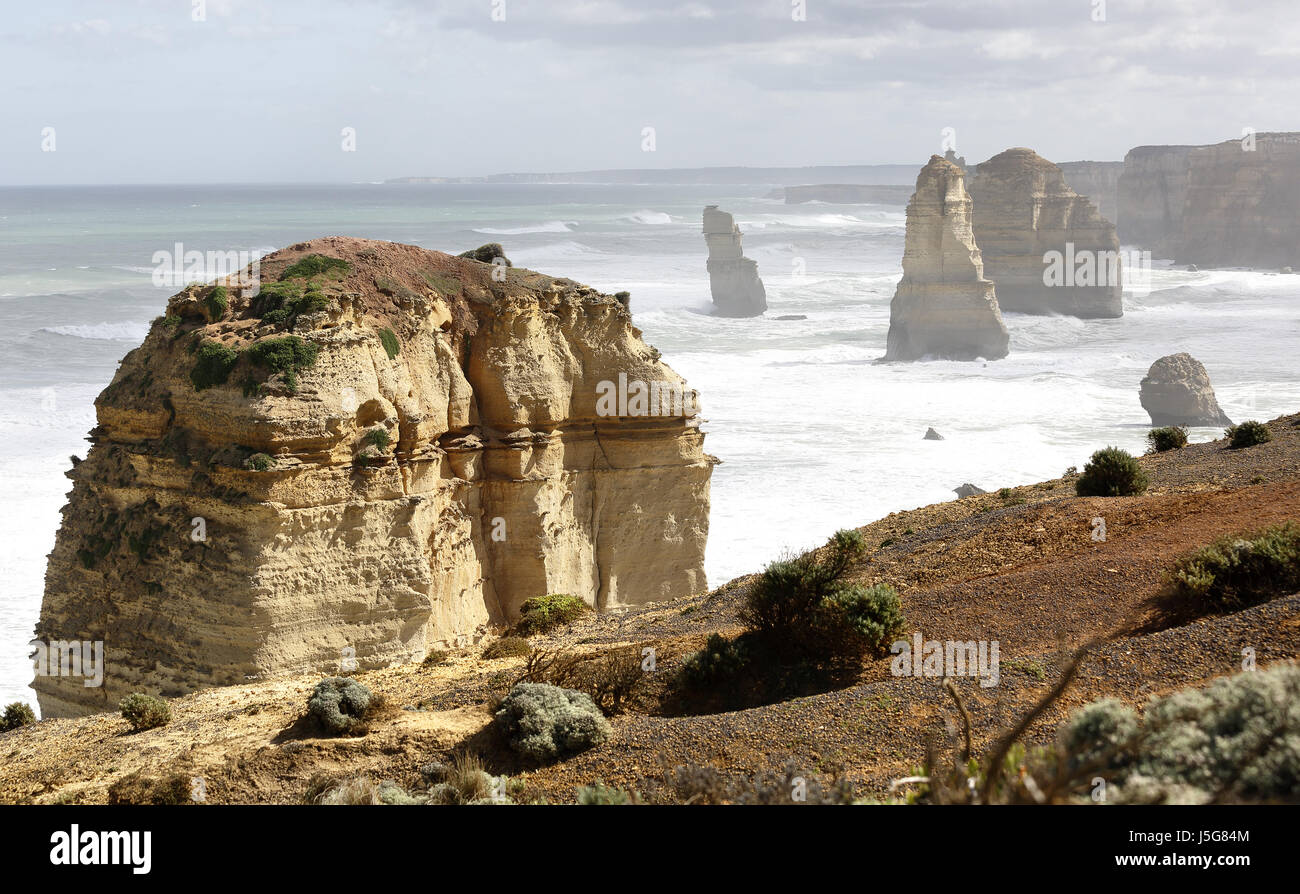 The 'Twelve Apostles' limestone stacks, in the sea in Victoria, Australia Stock Photo