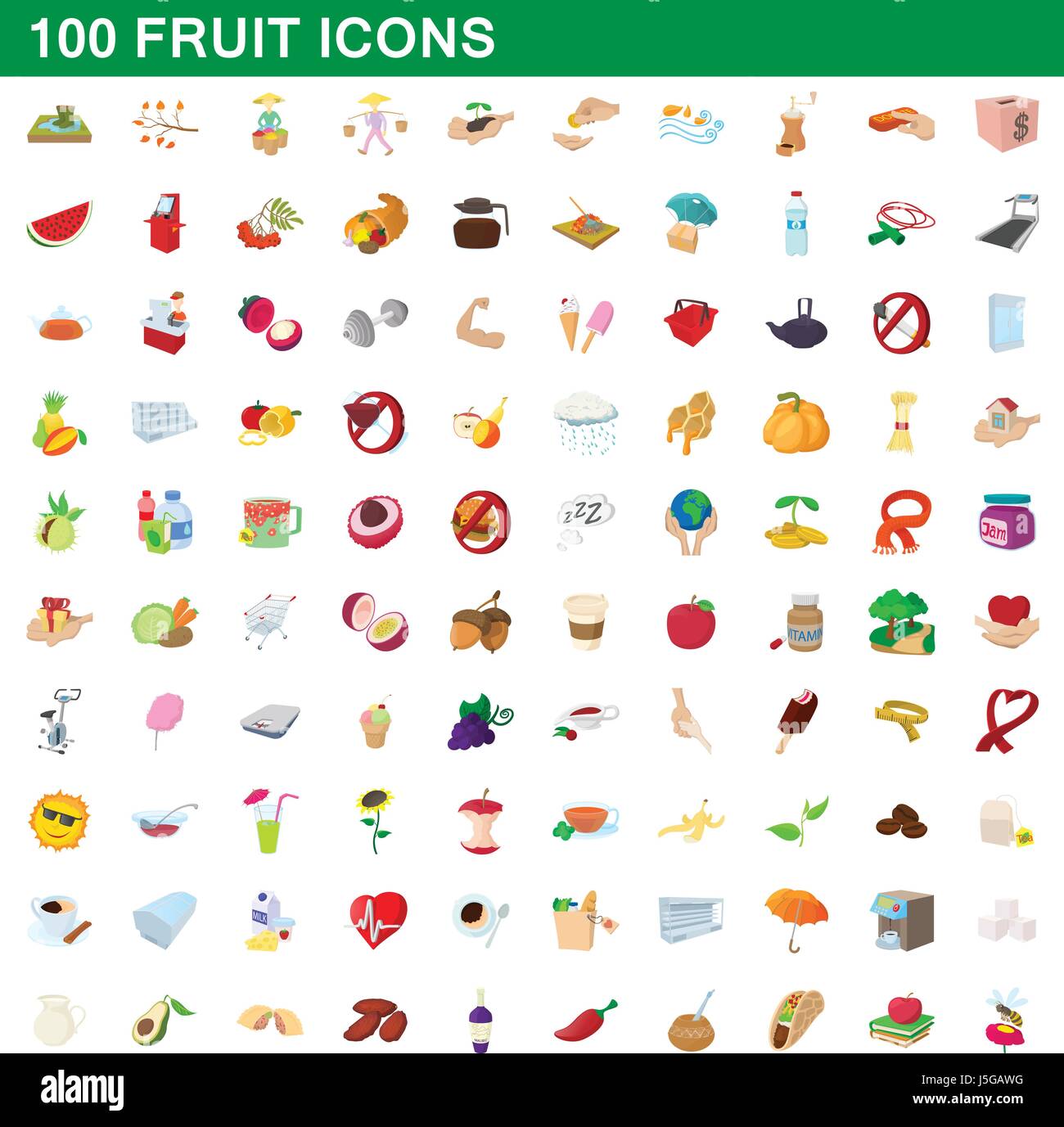 100 fruit icons set, cartoon style Stock Vector Image & Art - Alamy