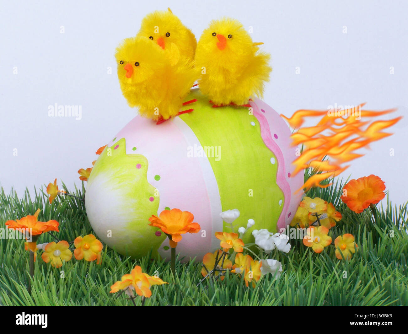 green easter feathers easter egg hare easter-bunny egg fluff chick spaceship Stock Photo