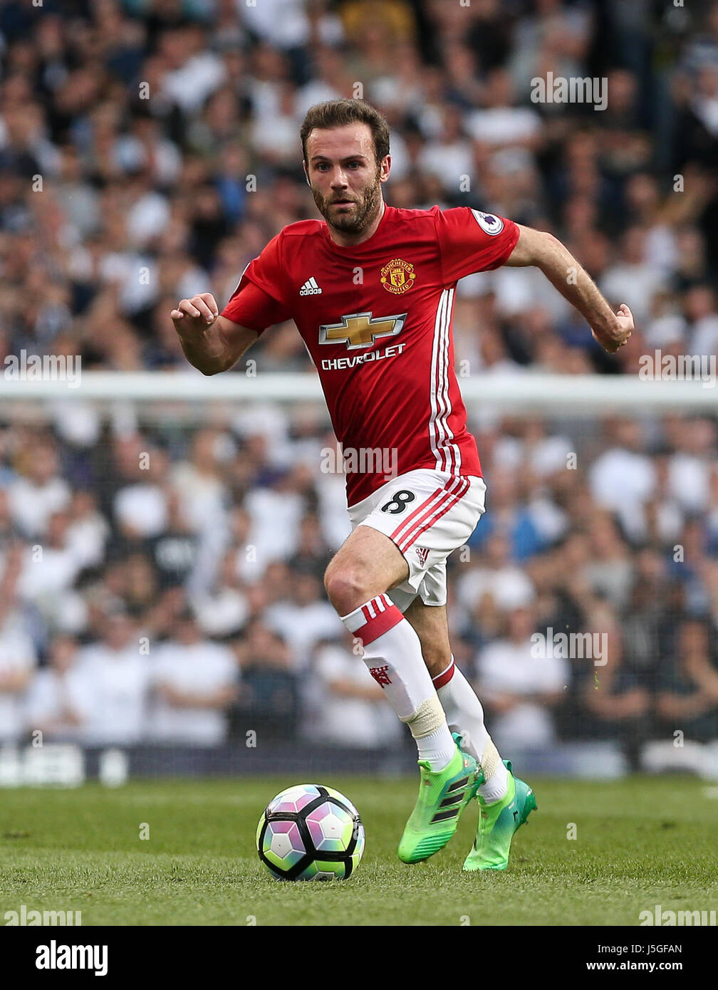 Juan Mata of Manchester United during the Premier League match between  Tottenham Hotspur and Manchester United at White Hart Lane in London. 14  May 2017 EDITORIAL USE ONLY . No merchandising. For