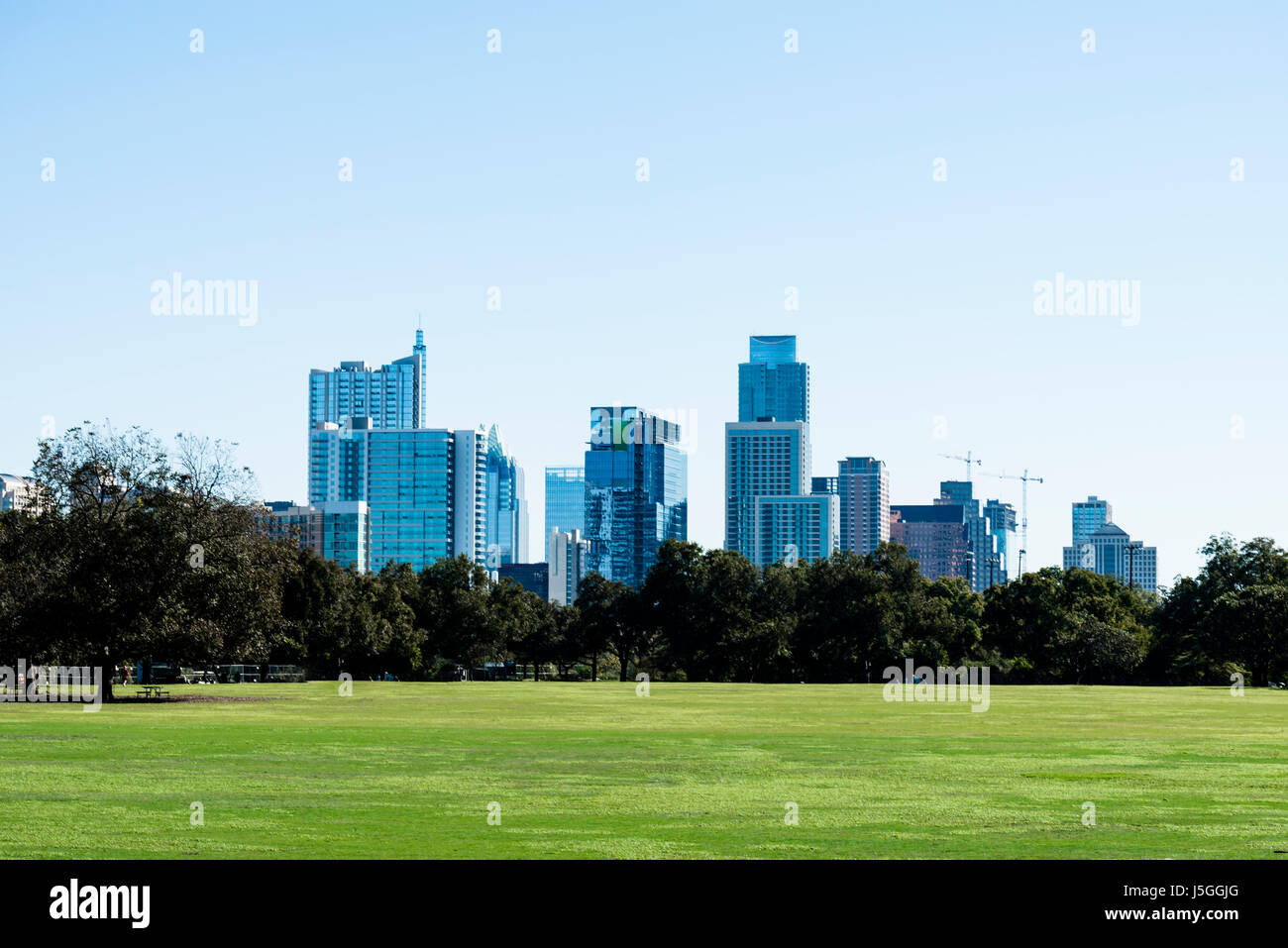 Skyline of Austin Texas USA from the Great Lawn of Zilker Park Stock Photo  - Alamy