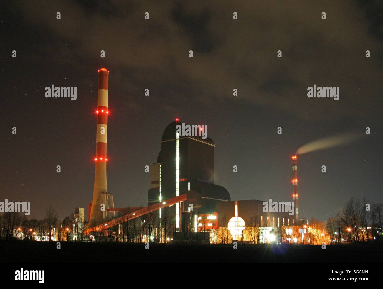 power plant at night Stock Photo - Alamy