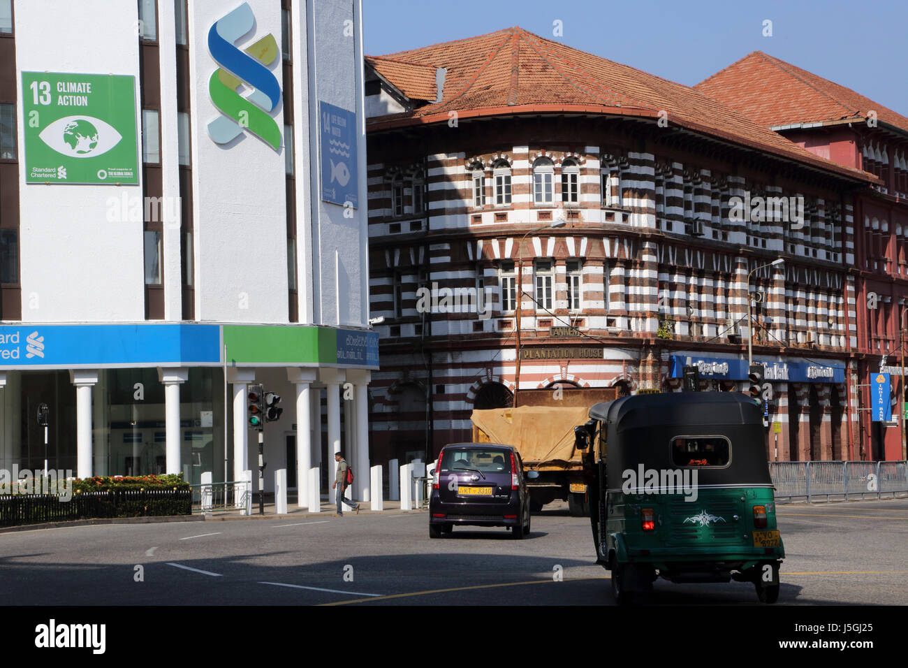 Fort Colombo Sri Lanka modern and old buildings Standard Chartered Bank