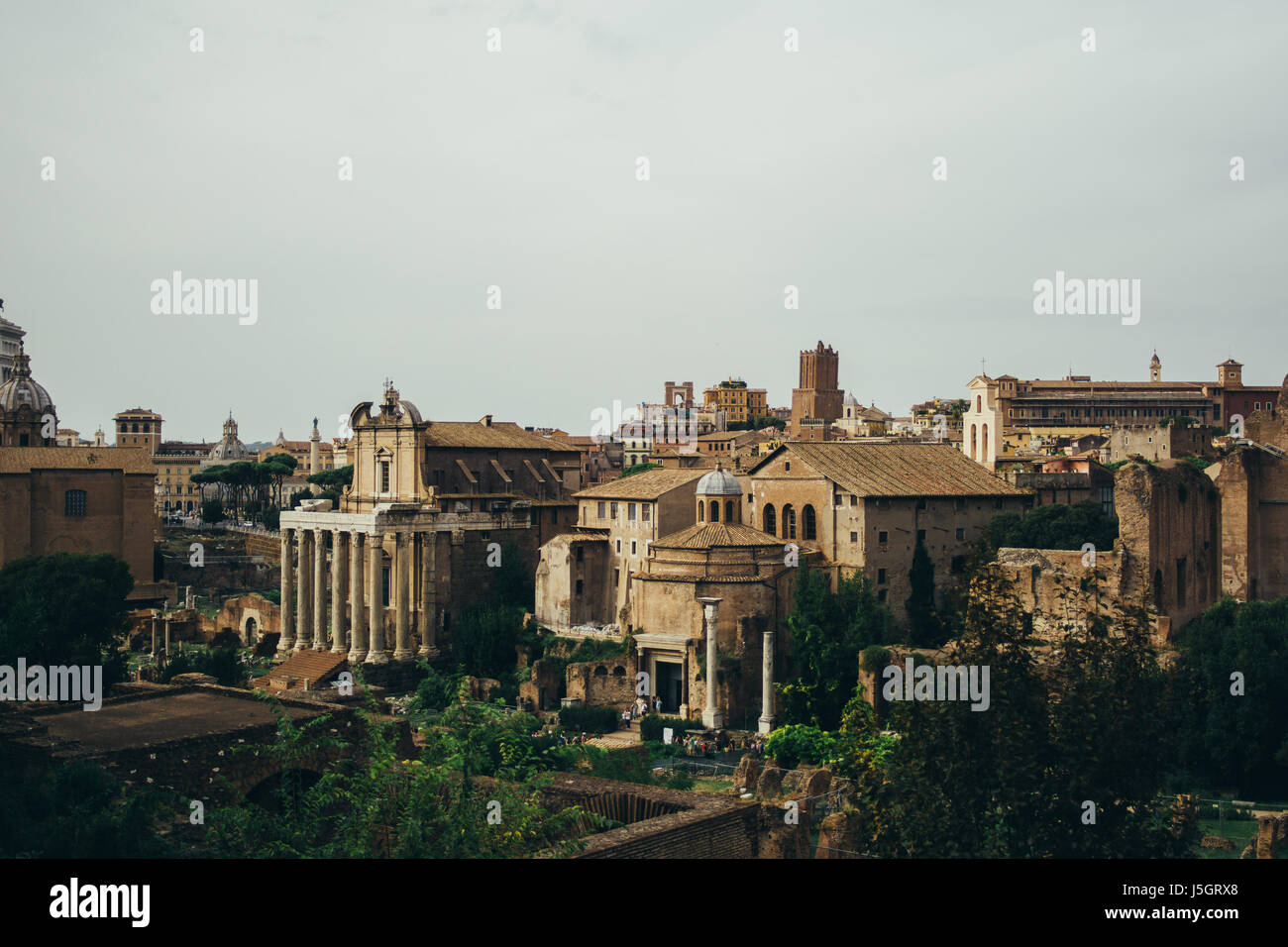 Roman Forum in Rome, Italy, high angle view of the historic site. Stock Photo