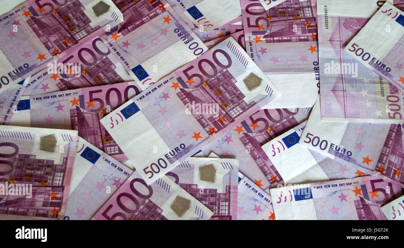 bank lending institution pay household euro currency save cost rich wealthy Stock Photo