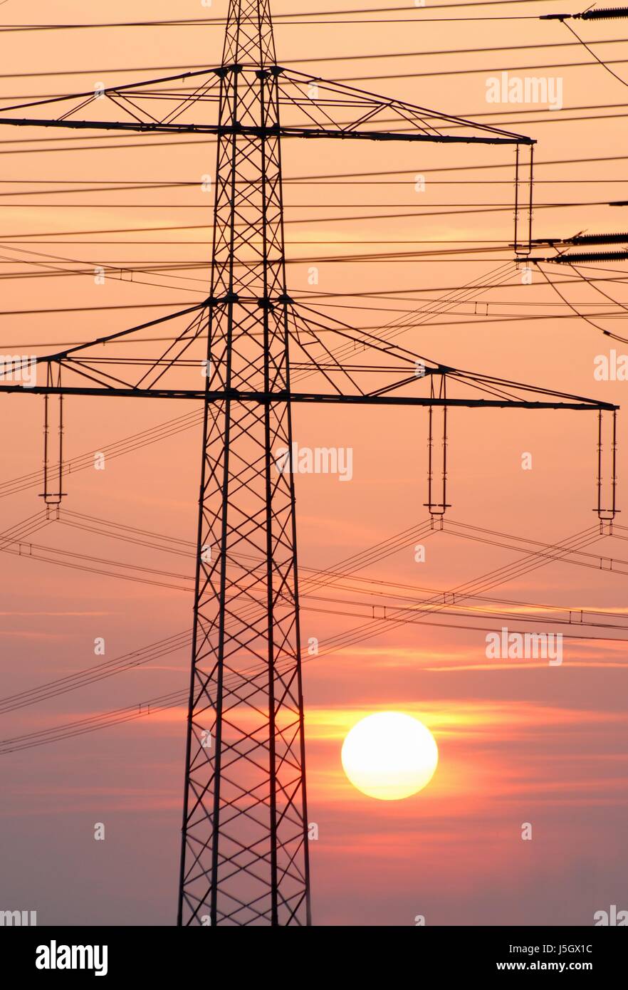 environment enviroment engineering sunset evening energy power electricity Stock Photo