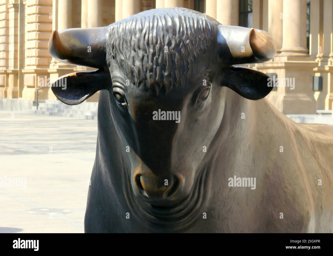 bull before the frankfurt stock exchange Stock Photo