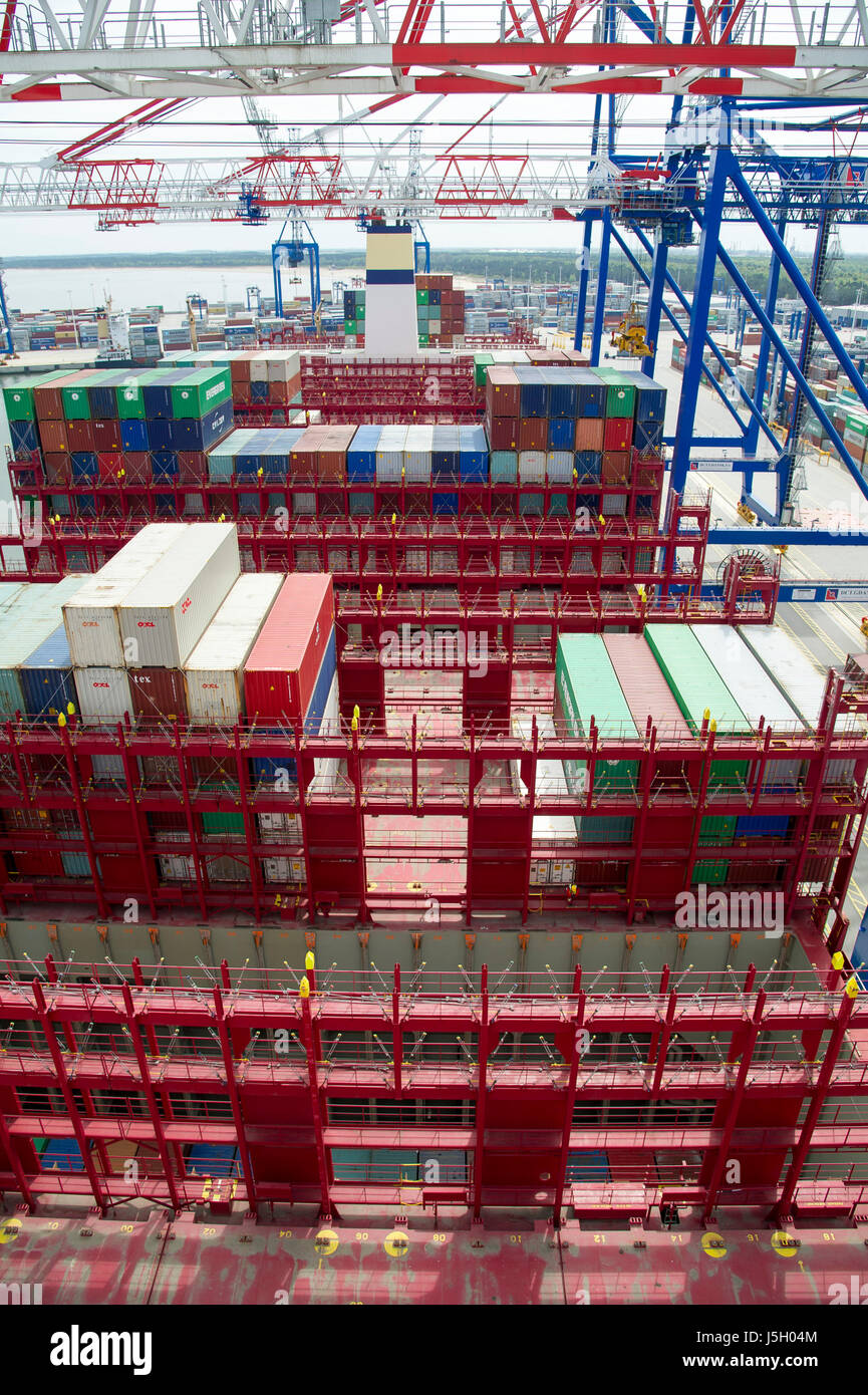 Gdansk, Poland. 17th May, 2017. 400 meter long container ship CSCL