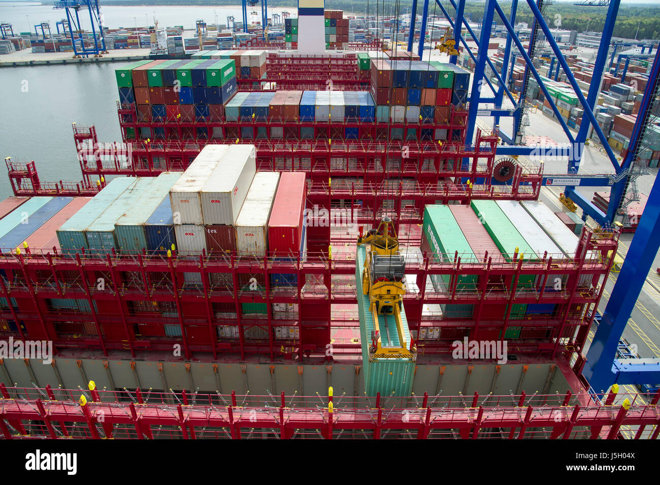 Gdansk, Poland. 17th May, 2017. 400 meter long container ship CSCL
