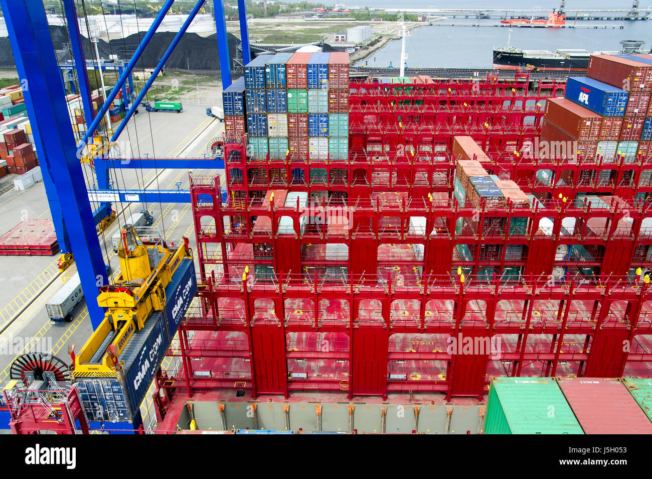 Gdansk, Poland. 17th May, 2017. 400 meter long container ship CSCL