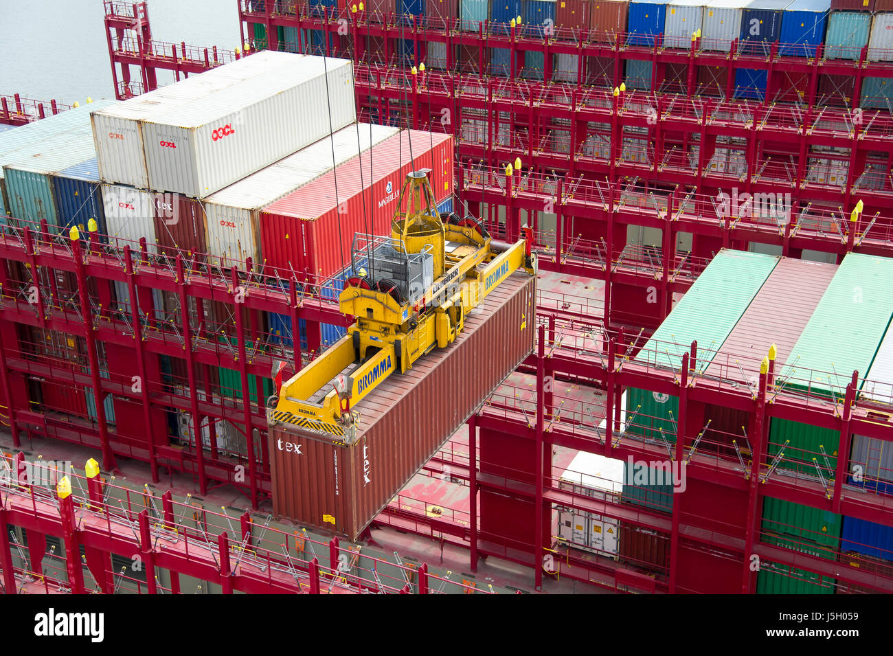 Gdansk, Poland. 17th May, 2017. 400 meter long container ship CSCL