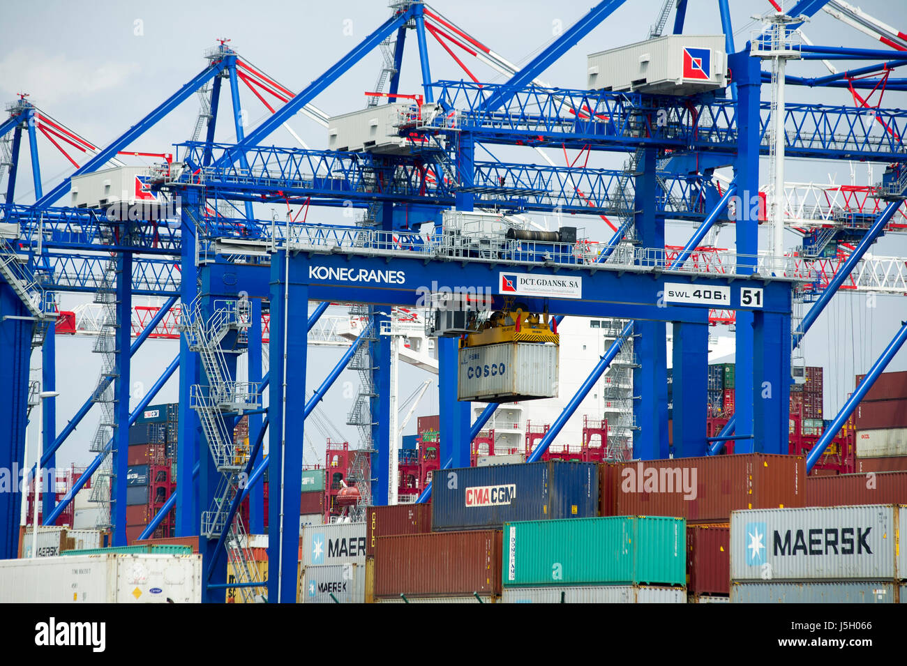 Gdansk, Poland. 17th May, 2017. 400 meter long container ship CSCL