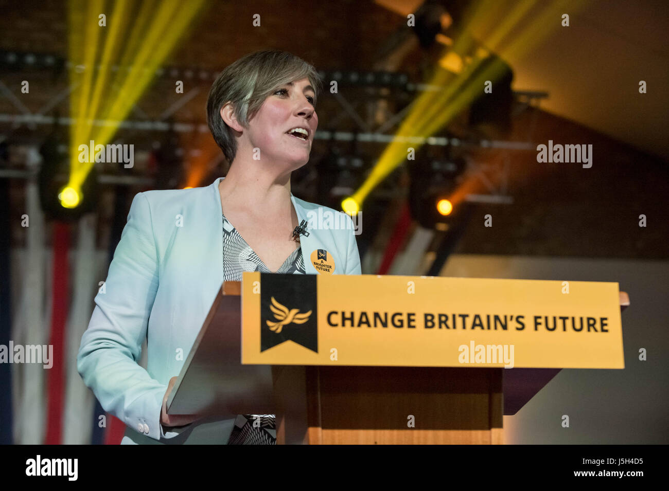 London, UK. 17th May, 2017. Daisy Cooper, Liberal Democrat shadow minister for young people and candidate for St Albans, speaks just prior to the Lib Dem general election manifesto launch © Guy Corbishley/Alamy Live News Stock Photo