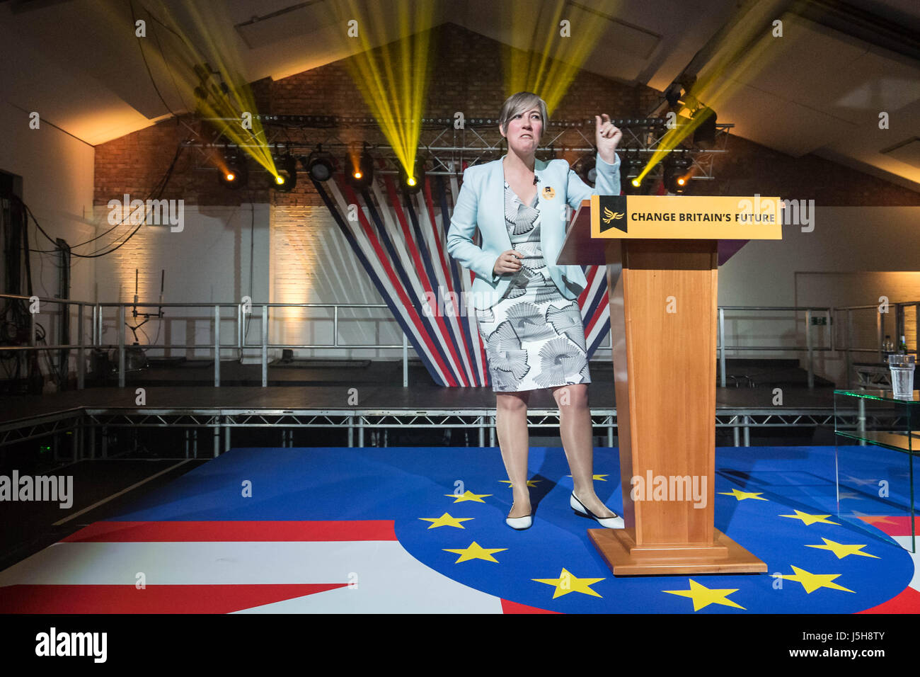 London, UK. 17th May, 2017. Daisy Cooper, Liberal Democrat shadow minister for young people and candidate for St Albans, speaks just prior to the Lib Dem general election manifesto launch © Guy Corbishley/Alamy Live News Stock Photo