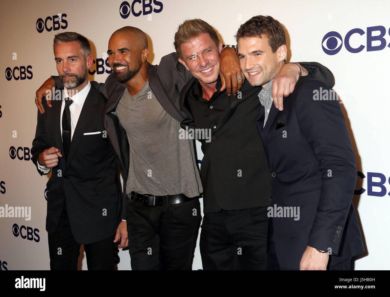 New York, New York, USA. 17th May, 2017. Actors JAY HARRINGTON, SHEMAR  MOORE, KENNY JOHNSON and ALEX RUSSELL attend the 2017 CBS Upfront held at  the Plaza Hotel. Credit: Nancy Kaszerman/ZUMA Wire/Alamy