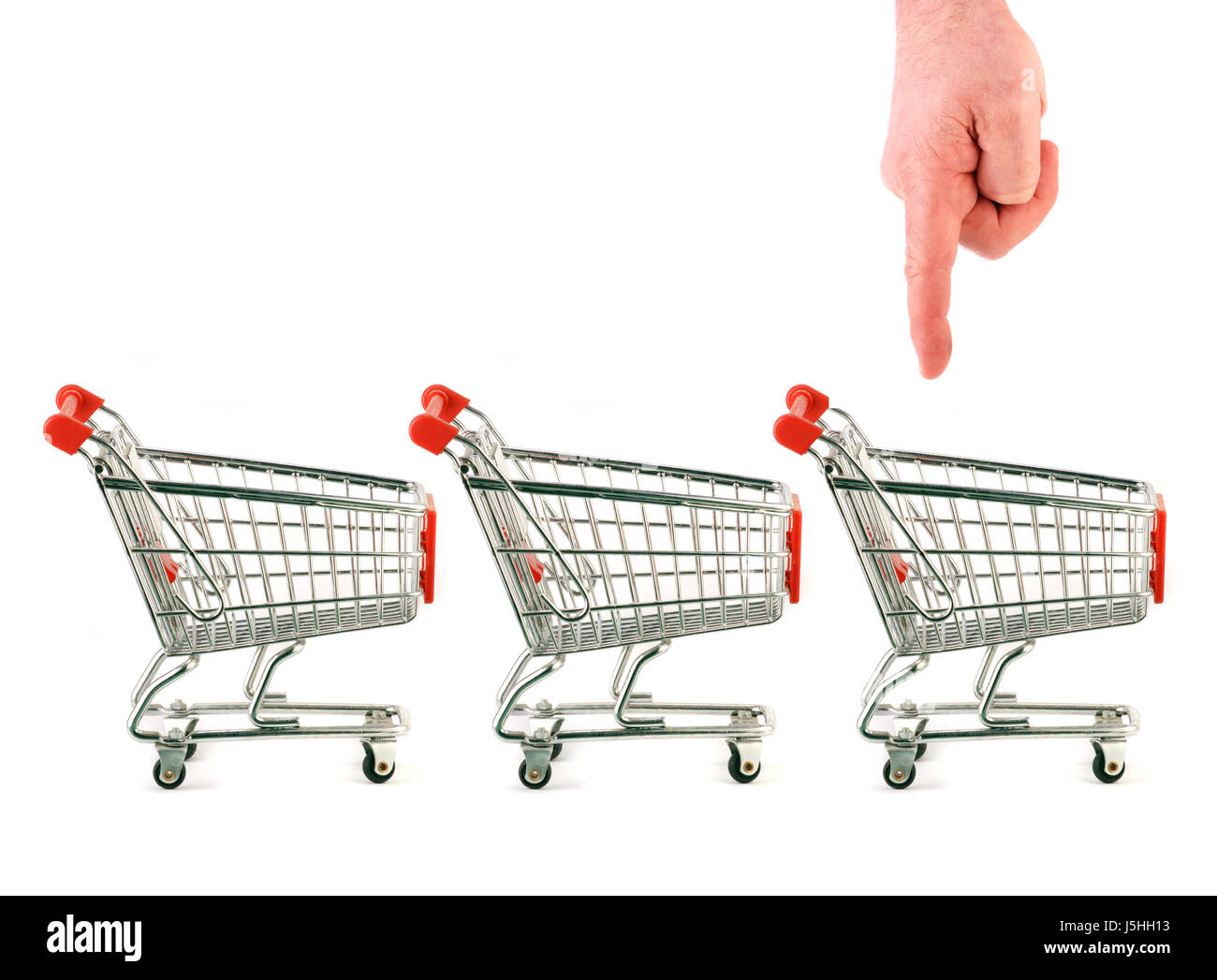 indicate show hand hands consumption shopping buy supermarket trolley cart Stock Photo
