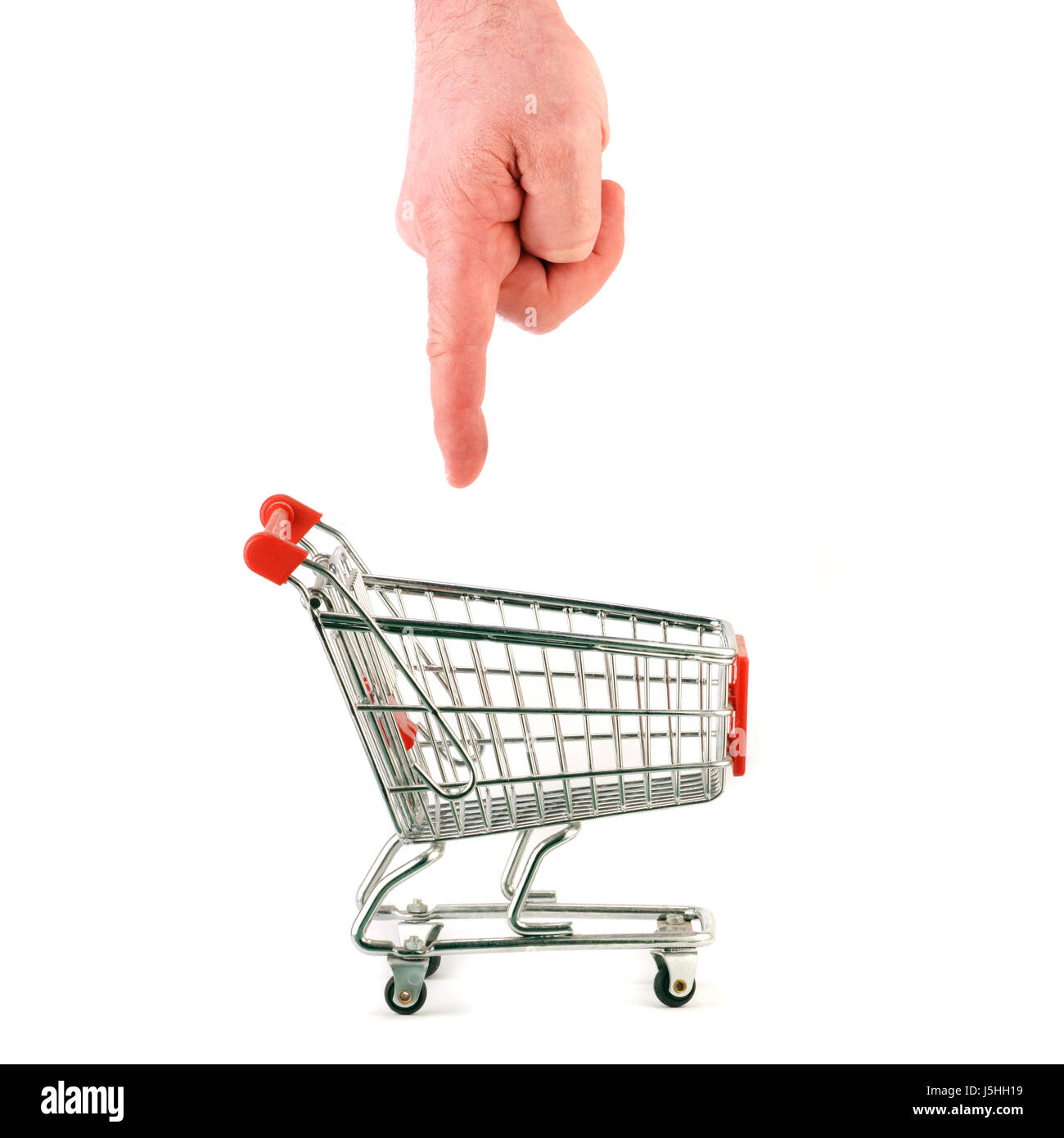 indicate show hand hands consumption shopping buy supermarket trolley cart Stock Photo