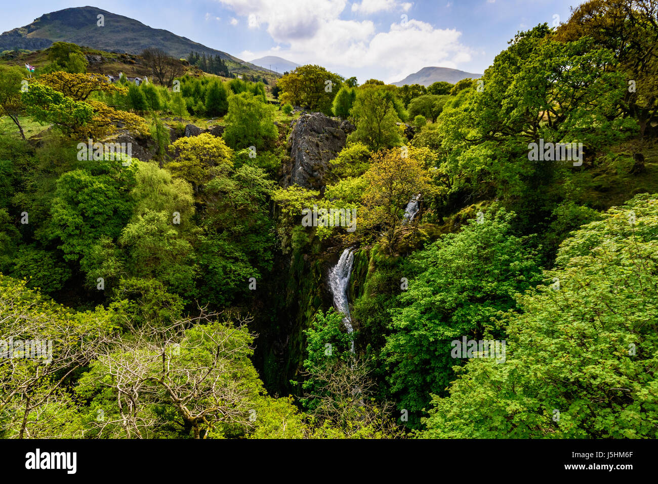 Llanberis Waterfall in Snowdonia national park Stock Photo